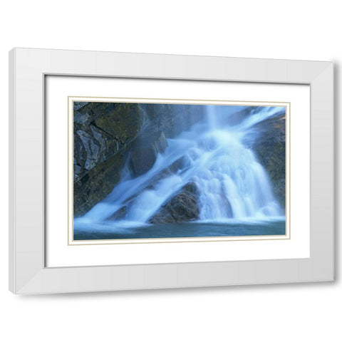 Canada, Alberta, Waterton Lakes NP Cameron Falls White Modern Wood Framed Art Print with Double Matting by Grandmaison, Mike