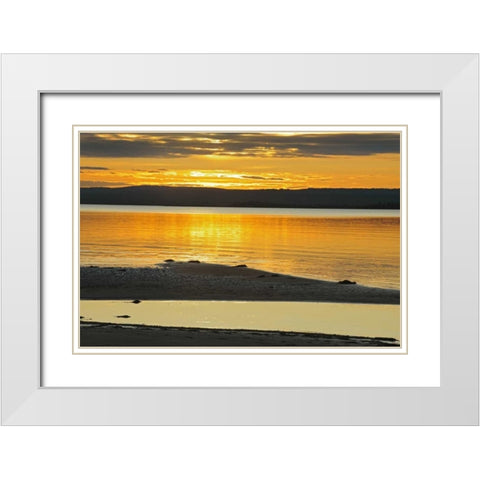 Canada, Alberta Sand bars in Lesser Slave Lake White Modern Wood Framed Art Print with Double Matting by Grandmaison, Mike