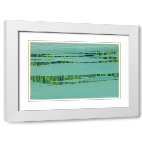 Canada, Banff NP Ice pattern on Waterfowl Lake White Modern Wood Framed Art Print with Double Matting by Grandmaison, Mike