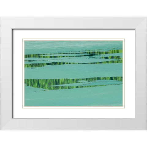 Canada, Banff NP Ice pattern on Waterfowl Lake White Modern Wood Framed Art Print with Double Matting by Grandmaison, Mike