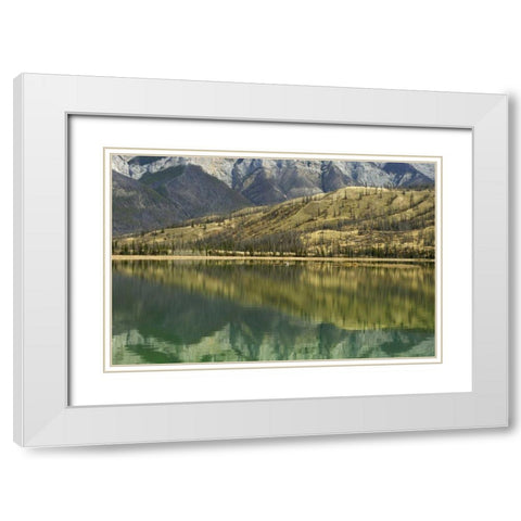 Canada, Jasper NP Reflection on Talbot Lake White Modern Wood Framed Art Print with Double Matting by Grandmaison, Mike