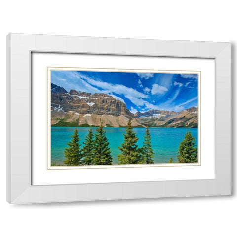 Canada-Alberta-Banff National Park Bow Lake and Crowfoot Mountain landscape White Modern Wood Framed Art Print with Double Matting by Jaynes Gallery