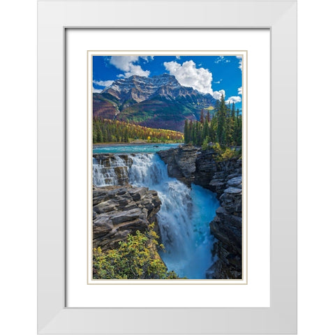 Canada-Alberta-Jasper National Park Athabasca River at Athabasca Falls White Modern Wood Framed Art Print with Double Matting by Jaynes Gallery