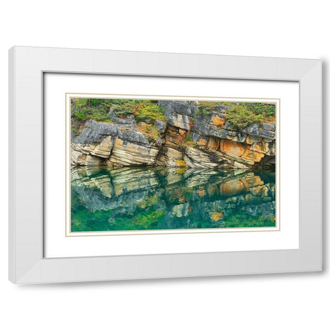 Canada-Alberta-Jasper National Park Reflection of rocks in Horseshoe Lake White Modern Wood Framed Art Print with Double Matting by Jaynes Gallery