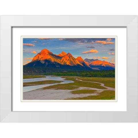 Canada-Alberta Canadian Rocky Mountains and Abraham Lake at sunrise White Modern Wood Framed Art Print with Double Matting by Jaynes Gallery