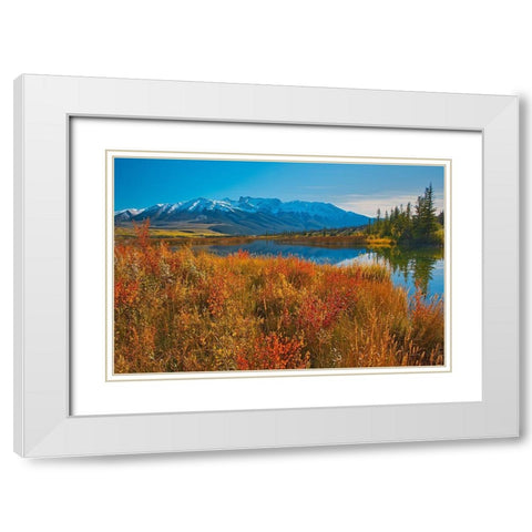 Canada-Alberta-Jasper National Park Reflections in Talbot Lake White Modern Wood Framed Art Print with Double Matting by Jaynes Gallery