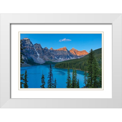 Canada-Alberta-Banff National Park Moraine Lake and Valley of the Ten Peaks at sunrise White Modern Wood Framed Art Print with Double Matting by Jaynes Gallery