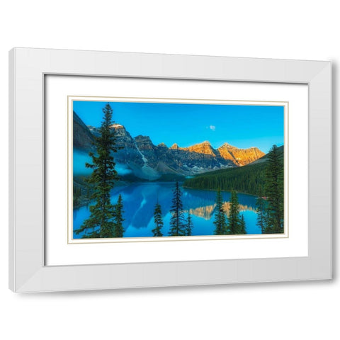 Canada-Alberta-Banff National Park Moraine Lake and Valley of the Ten Peaks at sunrise White Modern Wood Framed Art Print with Double Matting by Jaynes Gallery