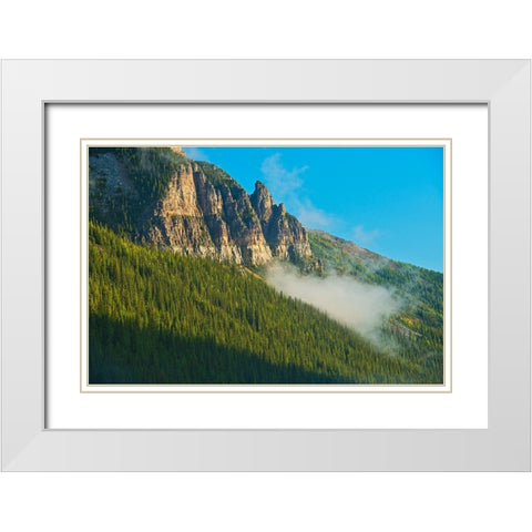 Canada-Alberta-Banff National Park Sunrise landscape with Mt Temple White Modern Wood Framed Art Print with Double Matting by Jaynes Gallery