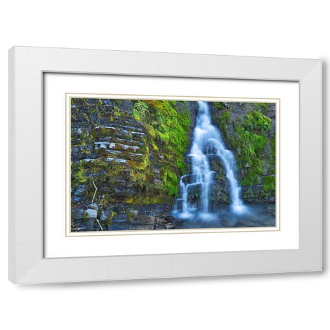 Canada-Alberta-Kananaskis Country Waterfall scenic White Modern Wood Framed Art Print with Double Matting by Jaynes Gallery