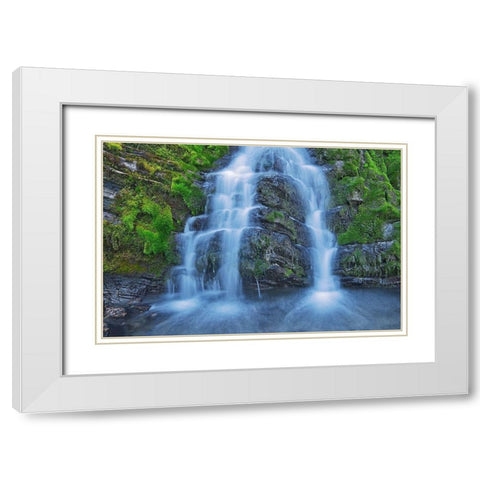 Canada-Alberta-Kananaskis Country Waterfall scenic White Modern Wood Framed Art Print with Double Matting by Jaynes Gallery