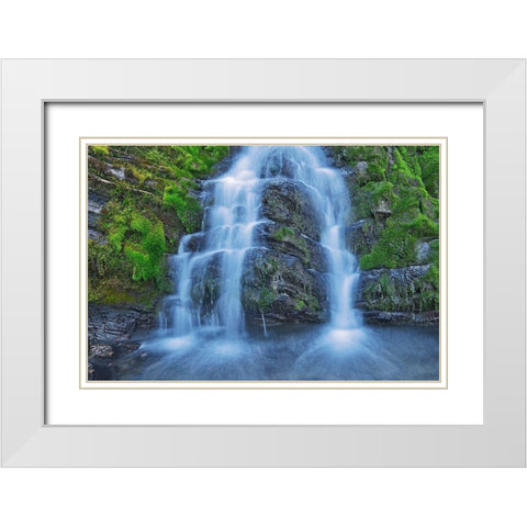 Canada-Alberta-Kananaskis Country Waterfall scenic White Modern Wood Framed Art Print with Double Matting by Jaynes Gallery