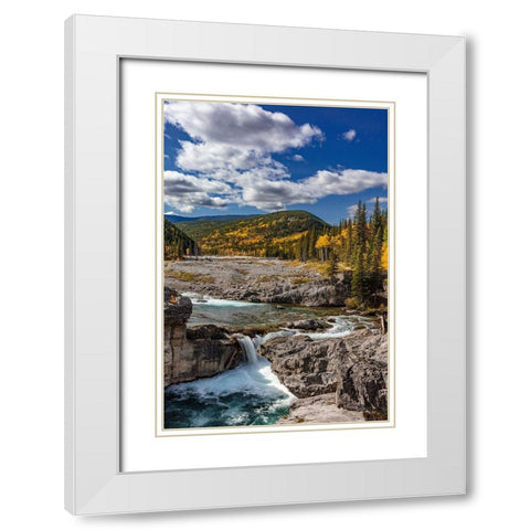 Elbow Falls in autumn in Kananaskis Country-Alberta-Canada White Modern Wood Framed Art Print with Double Matting by Haney, Chuck