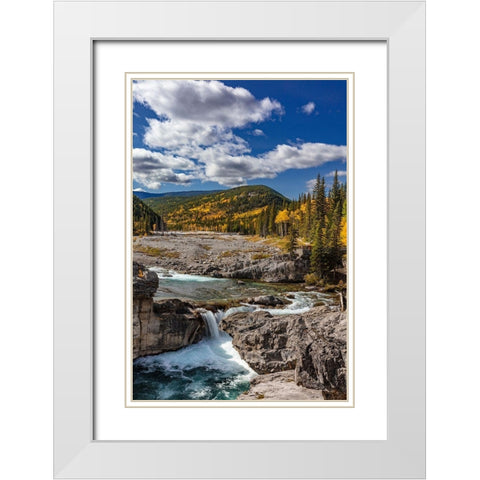 Elbow Falls in autumn in Kananaskis Country-Alberta-Canada White Modern Wood Framed Art Print with Double Matting by Haney, Chuck