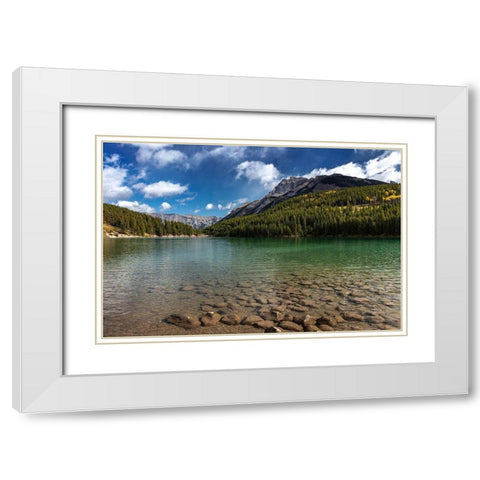 Two Jack Lake in Banff National Park-Canada White Modern Wood Framed Art Print with Double Matting by Haney, Chuck