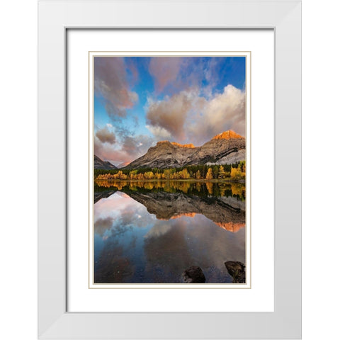 Morning light on Wedge Pond in Kananaskis Country-Alberta-Canada White Modern Wood Framed Art Print with Double Matting by Haney, Chuck