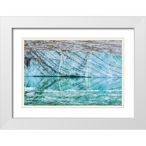 Icebergs on glacial meltwater under Mount Edith Cavell-Jasper National Park-Alberta-Canada White Modern Wood Framed Art Print with Double Matting by Bishop, Russ