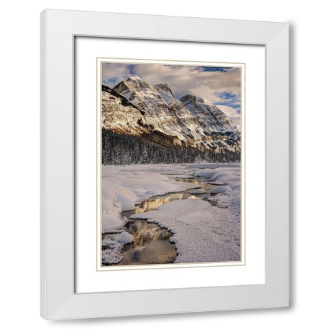 Winter in Jasper National Park-Alberta-Canada White Modern Wood Framed Art Print with Double Matting by Steve Mohlenkamp
