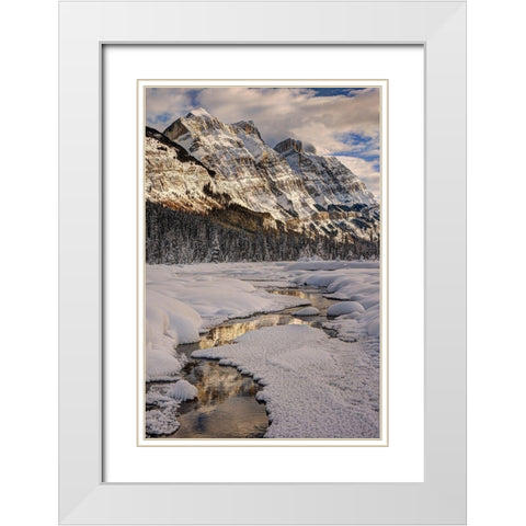 Winter in Jasper National Park-Alberta-Canada White Modern Wood Framed Art Print with Double Matting by Steve Mohlenkamp