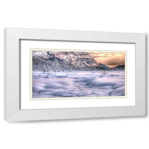 A cold Christmas day sunrise in the Canadian Rockies White Modern Wood Framed Art Print with Double Matting by Steve Mohlenkamp