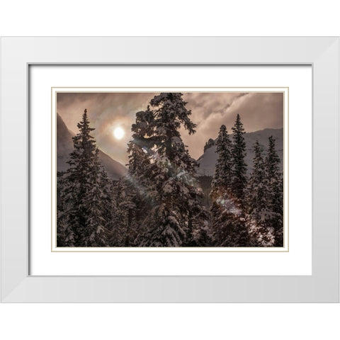 Jasper National Park in Alberta Canada wakes to another winter sunrise White Modern Wood Framed Art Print with Double Matting by Steve Mohlenkamp