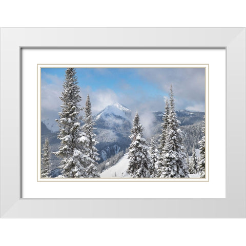 North Cascades in fresh winter snow Manning Provincial Park-British Columbia White Modern Wood Framed Art Print with Double Matting by Majchrowicz, Alan