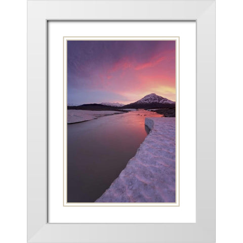 Canada, BC, View of Alsek River at sunset White Modern Wood Framed Art Print with Double Matting by Paulson, Don