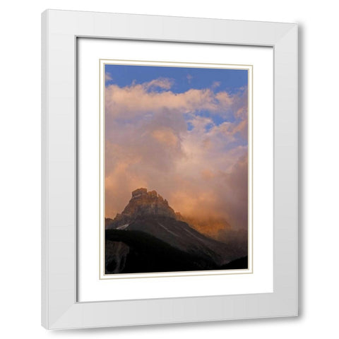 Canada, BC, Yoho NP Sunset over Mt Cathedral White Modern Wood Framed Art Print with Double Matting by Paulson, Don
