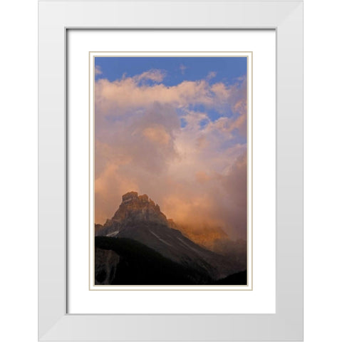 Canada, BC, Yoho NP Sunset over Mt Cathedral White Modern Wood Framed Art Print with Double Matting by Paulson, Don