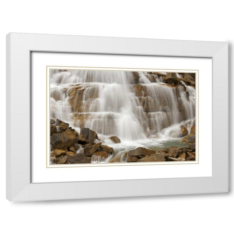 Canada, BC, Yoho NP Sherbrooke Falls White Modern Wood Framed Art Print with Double Matting by Paulson, Don