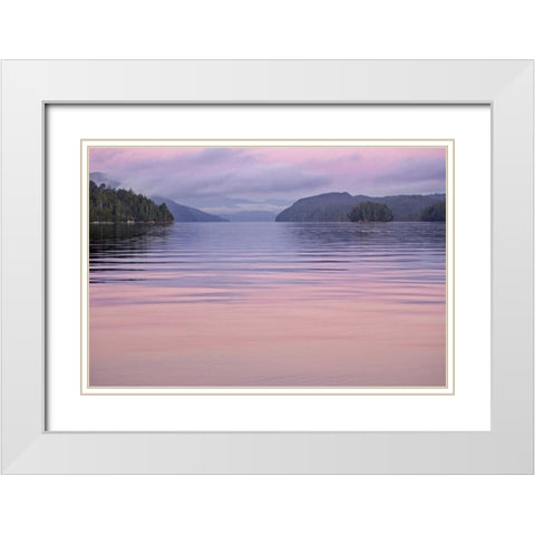 Canada, BC, Calvert Island Sunset reflections White Modern Wood Framed Art Print with Double Matting by Paulson, Don