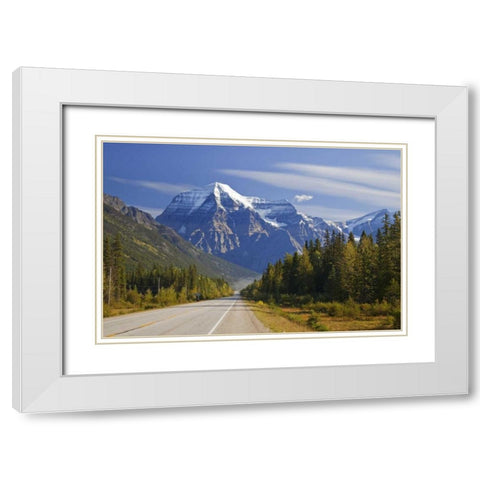 Canada, BC, Mt Robson PP Road through park White Modern Wood Framed Art Print with Double Matting by Paulson, Don