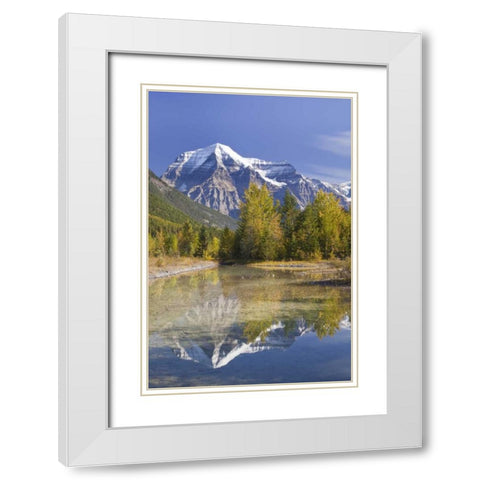 Canada, BC, Mt Robson PP Reflection of scenery White Modern Wood Framed Art Print with Double Matting by Paulson, Don