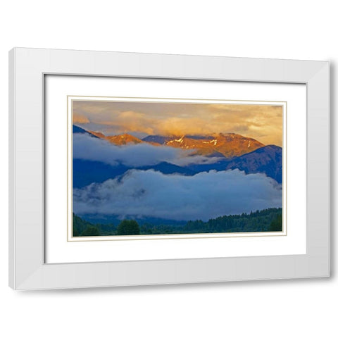 Canada, BC Sunset on the Canadian Rockies White Modern Wood Framed Art Print with Double Matting by Grandmaison, Mike