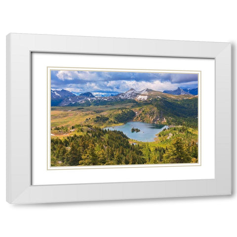 Canada-British Columbia-Rock Isle Lake Mountain and lake landscape White Modern Wood Framed Art Print with Double Matting by Jaynes Gallery