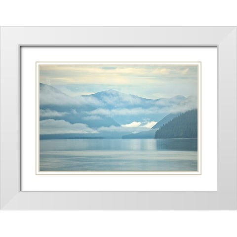 Canada-British Columbia Fog rising over the Skeena River White Modern Wood Framed Art Print with Double Matting by Jaynes Gallery