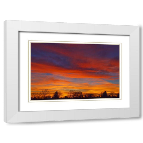 Canada, Manitoba, Winnipeg Sky at sunset White Modern Wood Framed Art Print with Double Matting by Grandmaison, Mike