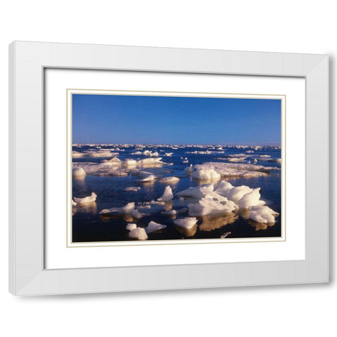 Canada, Churchill, ice floe in Hudson Bay White Modern Wood Framed Art Print with Double Matting by Grandmaison, Mike