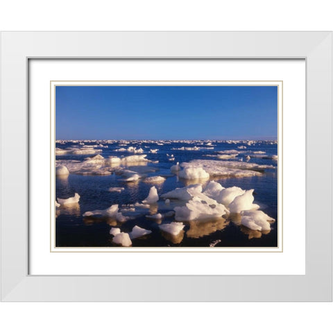 Canada, Churchill, ice floe in Hudson Bay White Modern Wood Framed Art Print with Double Matting by Grandmaison, Mike