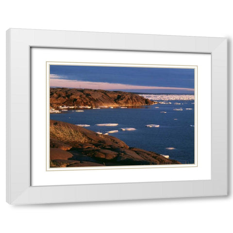 Canada, Churchill, ice floe in Hudson Bay White Modern Wood Framed Art Print with Double Matting by Grandmaison, Mike