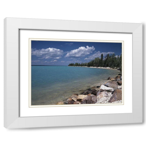 Canada, Manitoba, Little Limestone Lake White Modern Wood Framed Art Print with Double Matting by Grandmaison, Mike