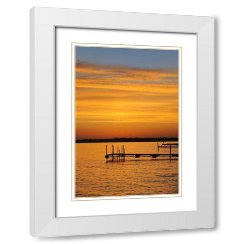 Canada, Manitoba Docks on Clearwater Lake White Modern Wood Framed Art Print with Double Matting by Grandmaison, Mike