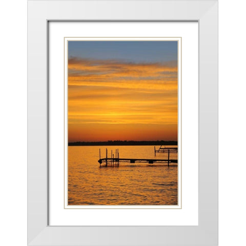 Canada, Manitoba Docks on Clearwater Lake White Modern Wood Framed Art Print with Double Matting by Grandmaison, Mike