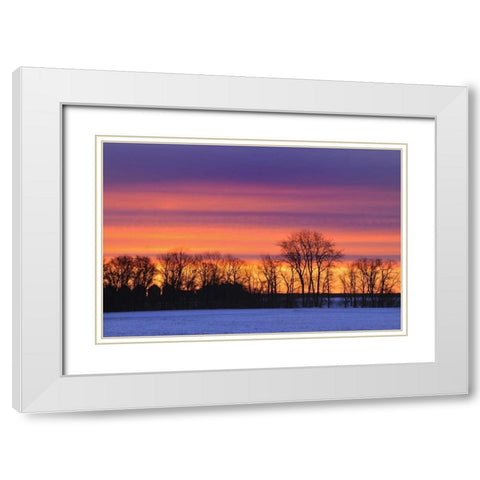 Canada, Manitoba, Dauphin Farmstead at dusk White Modern Wood Framed Art Print with Double Matting by Grandmaison, Mike