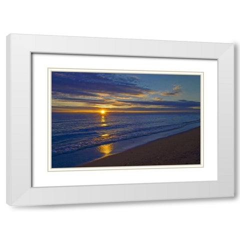 Canada, Manitoba Sunrise on Lake Winnipeg White Modern Wood Framed Art Print with Double Matting by Grandmaison, Mike