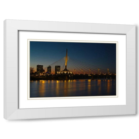 Canada, Manitoba, Winnipeg Esplanade Riel bridge White Modern Wood Framed Art Print with Double Matting by Grandmaison, Mike
