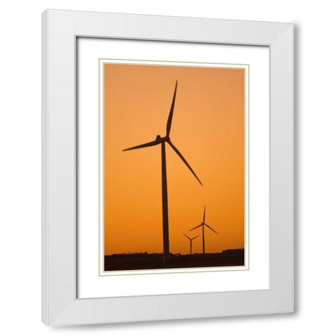 Canada, Somerset Wind turbines at sunset White Modern Wood Framed Art Print with Double Matting by Grandmaison, Mike