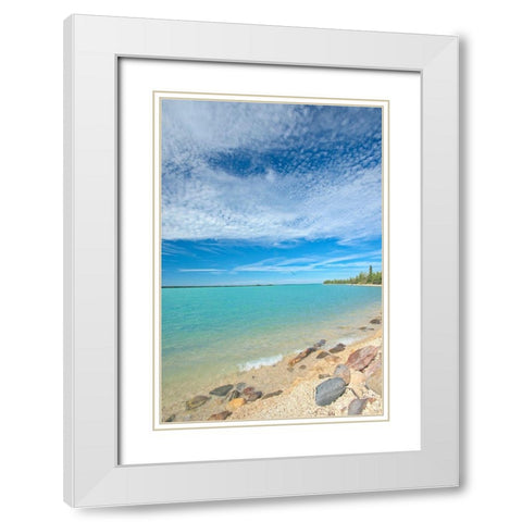 Canada-Manitoba-Little Limestone Lake Lake and rocks on shore White Modern Wood Framed Art Print with Double Matting by Jaynes Gallery