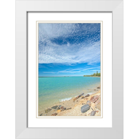 Canada-Manitoba-Little Limestone Lake Lake and rocks on shore White Modern Wood Framed Art Print with Double Matting by Jaynes Gallery