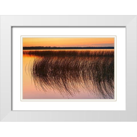 Canada-Manitoba-Riding Mountain National Park Sunset on Lake Audy White Modern Wood Framed Art Print with Double Matting by Jaynes Gallery